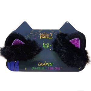 Colourpop Disney Cat Ear Hair Clips Hocus Pocus 2 Black Faux Fur Purple New OOS